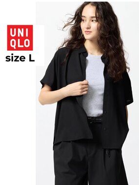 Uniqlo Black Rayon Blouse | Short Sleeve